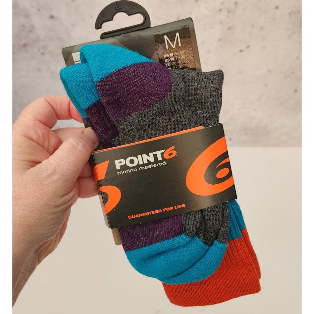 Point6 Merino Wool Light Hiking Crew Socks Size Adult Medium New Old Stock